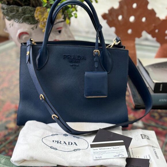 Prada Saffiano Bluette Medium Bag - Picture 2 of 13